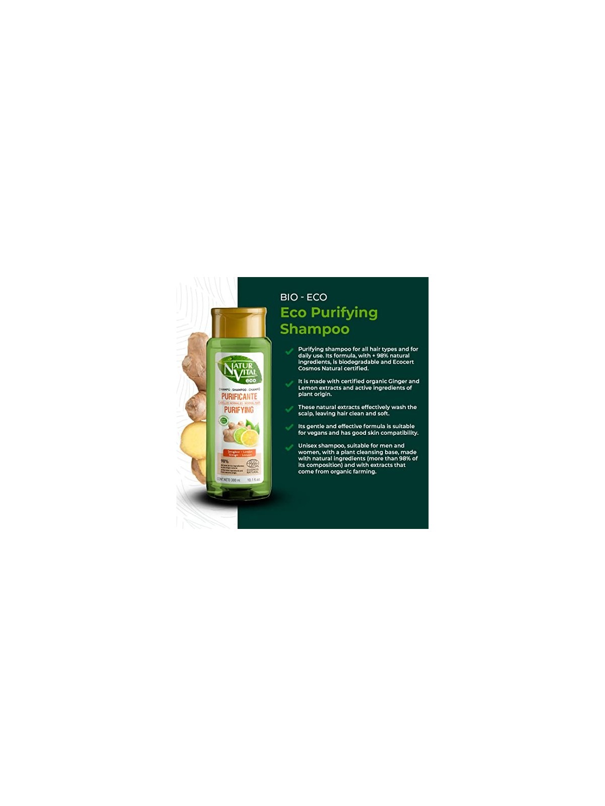 Shampoo Natur Vital ECO PURIFICANTE zenzero limone 300ml