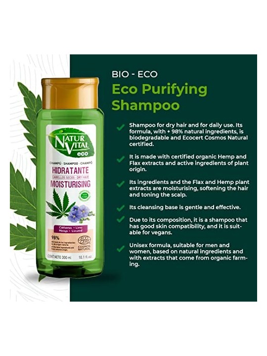 Shampoo Natur Vital ECO IDRATANTE canapa e lino 300ml