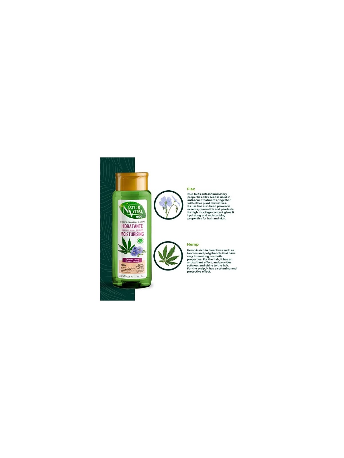 Shampoo Natur Vital ECO IDRATANTE canapa e lino 300ml