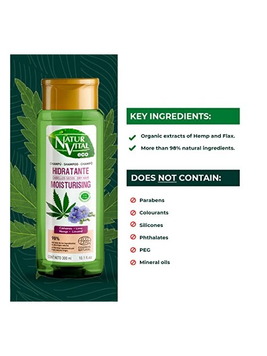 Shampoo Natur Vital ECO IDRATANTE canapa e lino 300ml