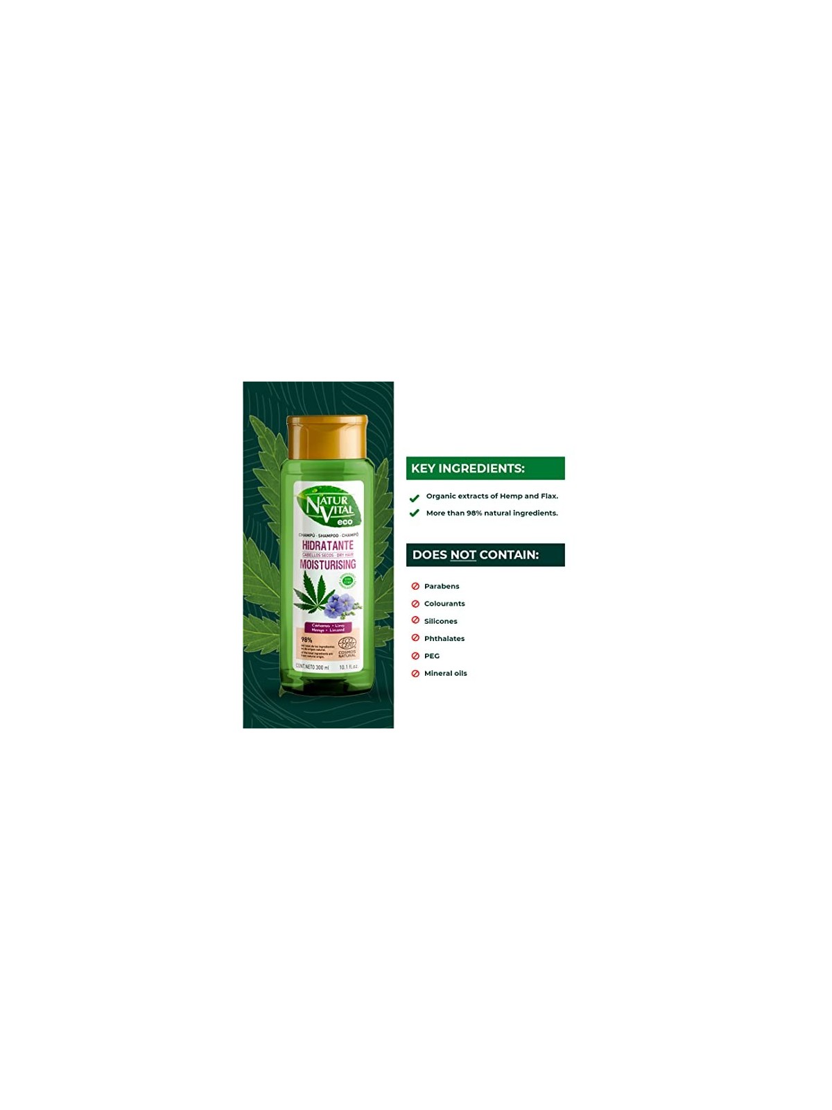 Shampoo Natur Vital ECO IDRATANTE canapa e lino 300ml