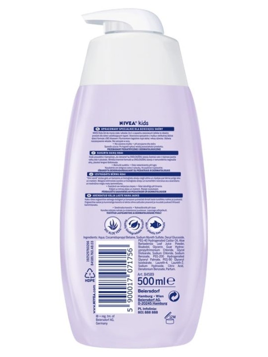 NIVEA Kids Gel doccia corpo 2in1 al profumo di gelatine di frutta 500ml