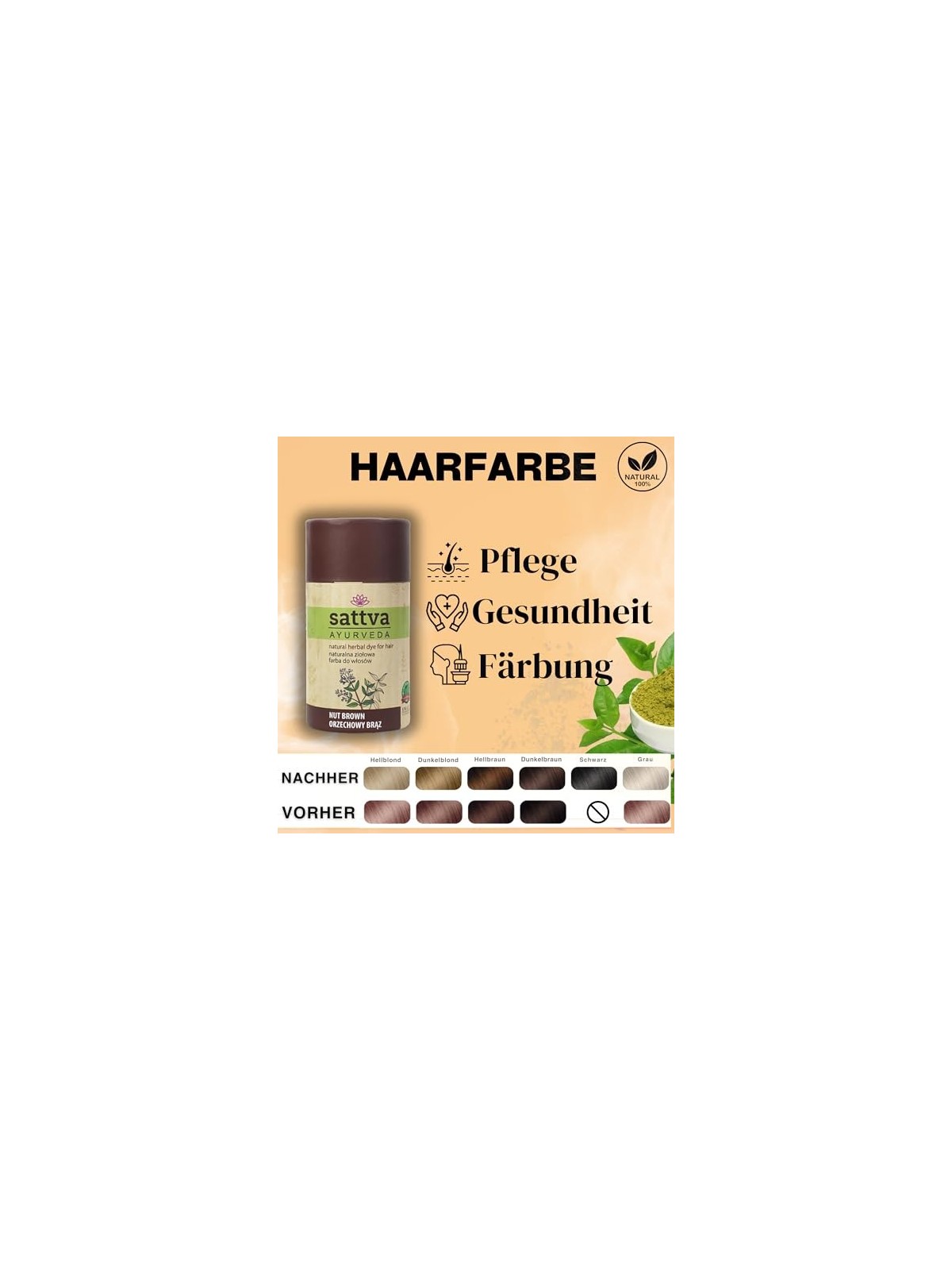 Tintura Naturale alle Erbe per Capelli Castano Noce 150g