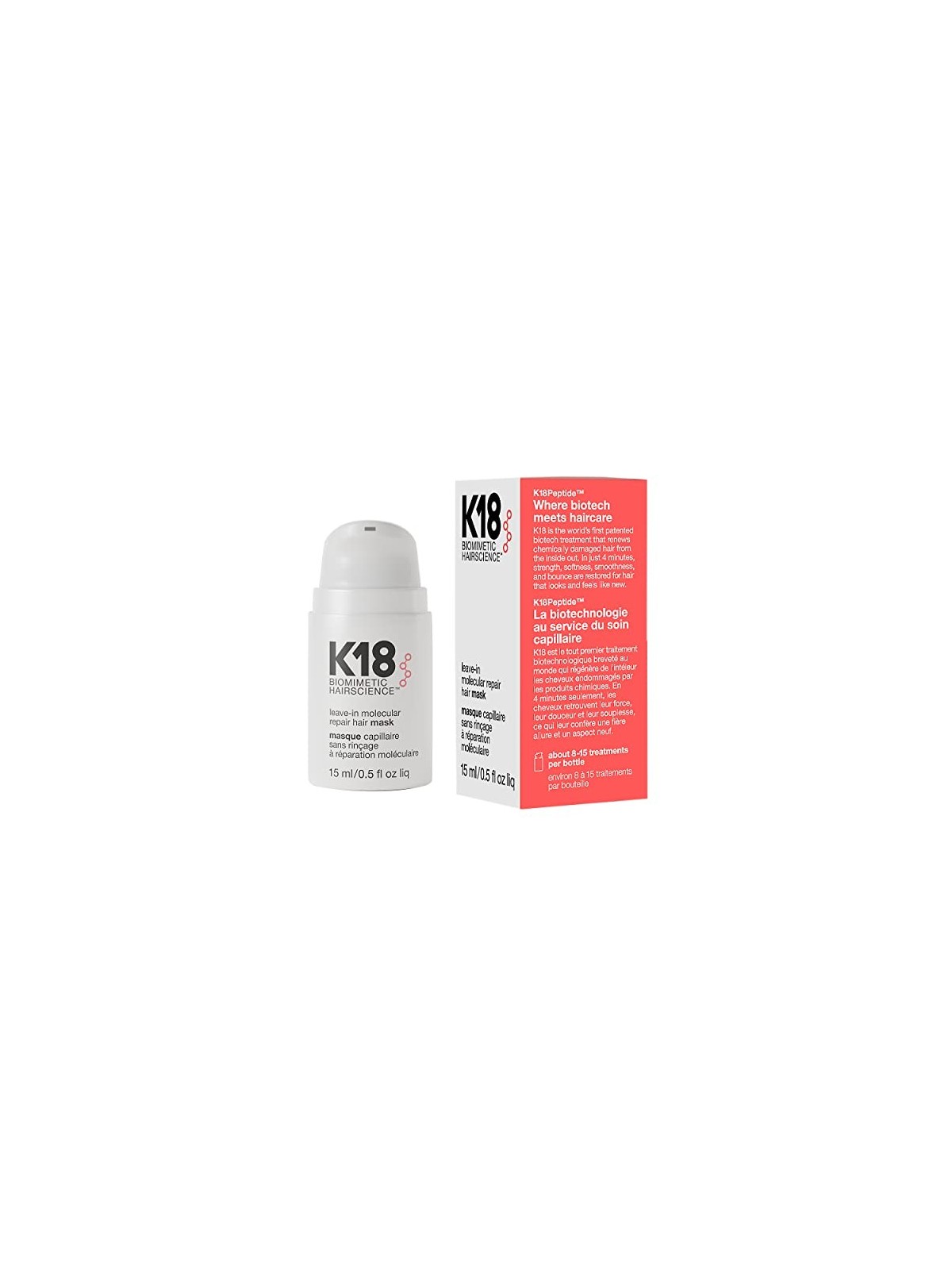 K18 Leave-In Molecular Repair Hair Mask 15ml K18 www.essenzetotalstyle.com 