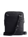 Piquadro Trakai Small Shoulder Bag in Black Leather and Fabric 27 x 21 x 5 cm men