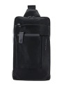Piquadro Tallin Black Leather Mono Sling Bag 20 x 33 x 5 cm women