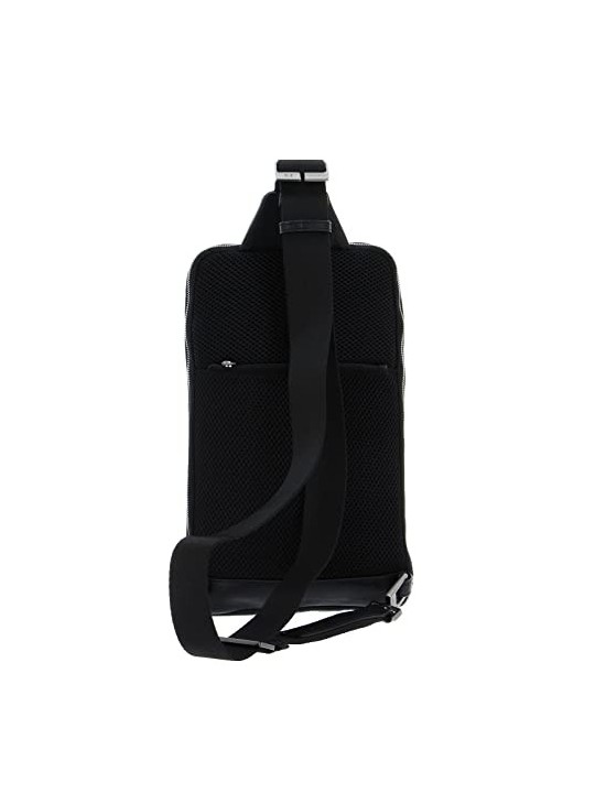 Piquadro Tallin Black Leather Mono Sling Bag 20 x 33 x 5 cm women