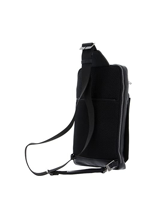 Piquadro Tallin Black Leather Mono Sling Bag 20 x 33 x 5 cm women