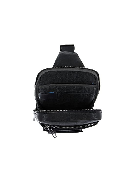 Piquadro Tallin Black Leather Mono Sling Bag 20 x 33 x 5 cm women
