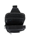 Piquadro Tallin Black Leather Mono Sling Bag 20 x 33 x 5 cm women