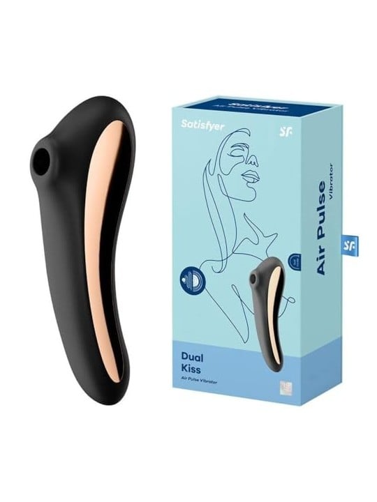 SATISFYER Dual Kiss Vibratore ad Aria Nero Nero 1unit Donna