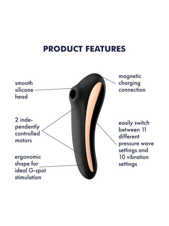 SATISFYER Dual Kiss Vibratore ad Aria Nero Nero 1unit Donna