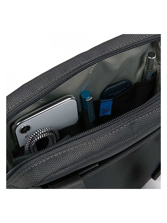 Piquadro Trakai Small Shoulder Bag in Recycled Materials Green 27 x 21 x 5 cm men