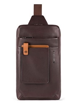 Piquadro Tallin Brown Leather Mono Sling Bag 20 x 33 x 5 cm women