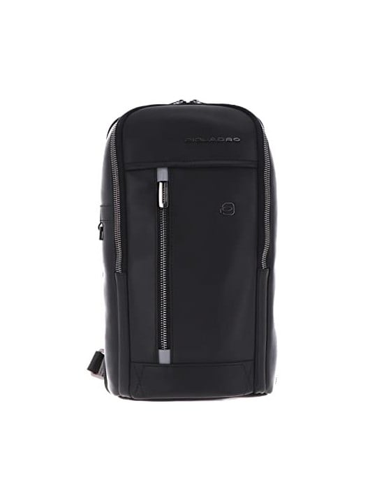 Zaino Monospalla Piquadro in Pelle Nero 19x32x8 cm