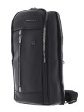Zaino Monospalla Piquadro in Pelle Nero 19x32x8 cm