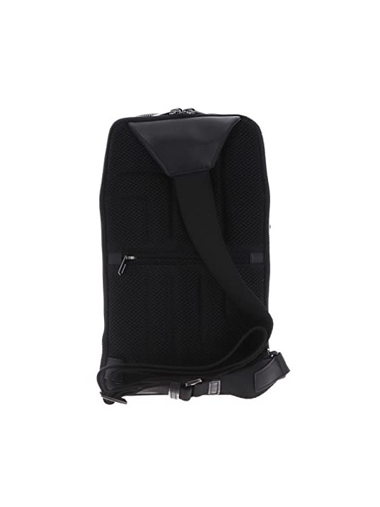 Zaino Monospalla Piquadro in Pelle Nero 19x32x8 cm
