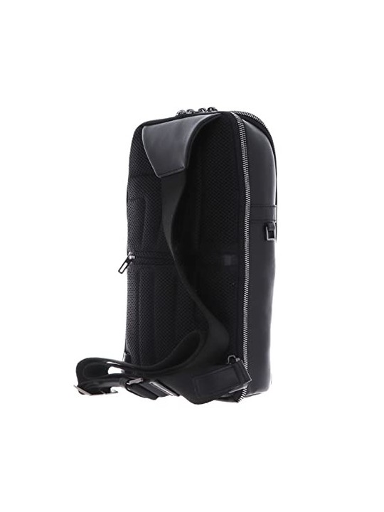 Zaino Monospalla Piquadro in Pelle Nero 19x32x8 cm