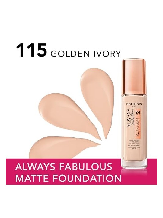 Bourjois Always Fabulous 24H Foundation SPF20 30ml Golden Ivory