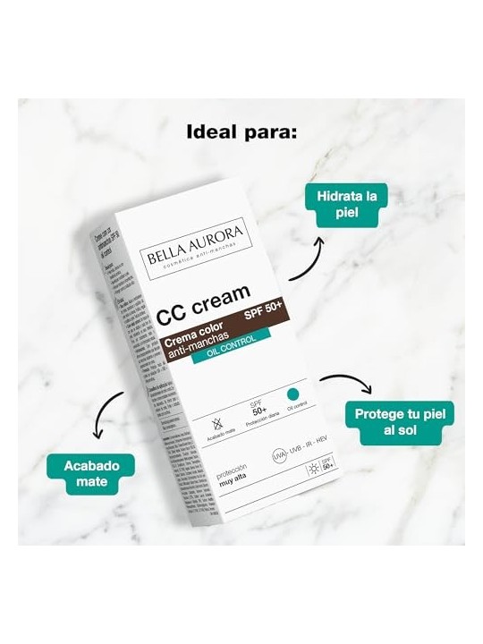 Bella Aurora CC CREAM antimacchie senza olio SPF50 30ml donna