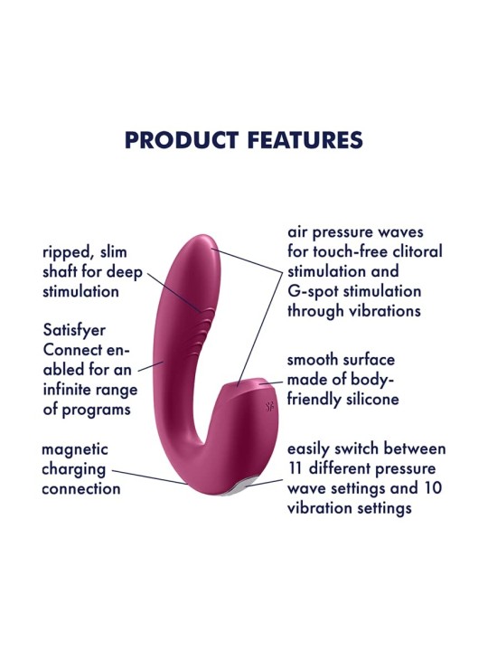 SATISFYER Sunray Stimolatore e Vibratore ad Aria di Lampone con App 1un Donna