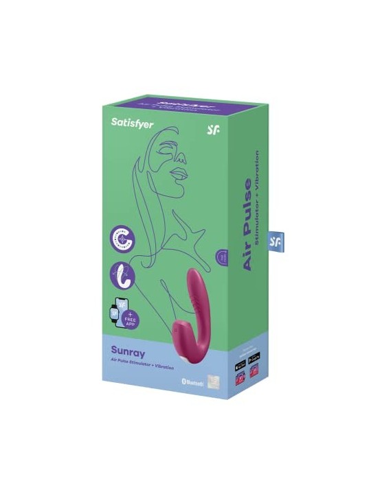 SATISFYER Sunray Stimolatore e Vibratore ad Aria di Lampone con App 1un Donna