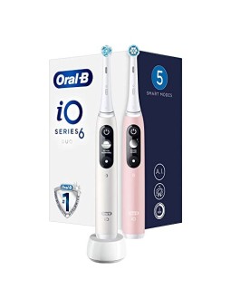 Oral B iO6 Serie Duo Pack BiancoRosa Sabbia Manico Extra Spazzolino Elettrico 2 pezzi per donna