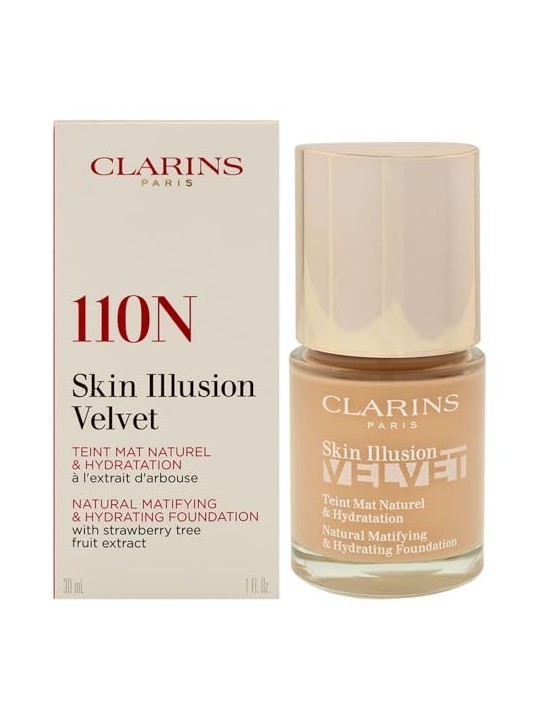 Clarins Skin Illusion Velvet Naturale Fondotinta Opacizzante e Idratante 30ml - Tonalità: 110N donna Clarins www.essenzetotalsty