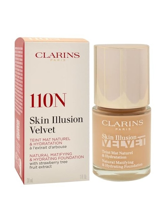 Clarins Skin Illusion Velvet Naturale Fondotinta Opacizzante e Idratante 30ml - Tonalità: 110N donna Clarins www.essenzetotalsty