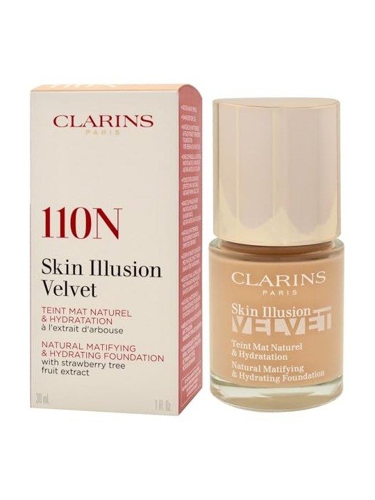 Clarins Skin Illusion Velvet Naturale Fondotinta Opacizzante e Idratante 30ml - Tonalità: 110N donna Clarins www.essenzetotalsty