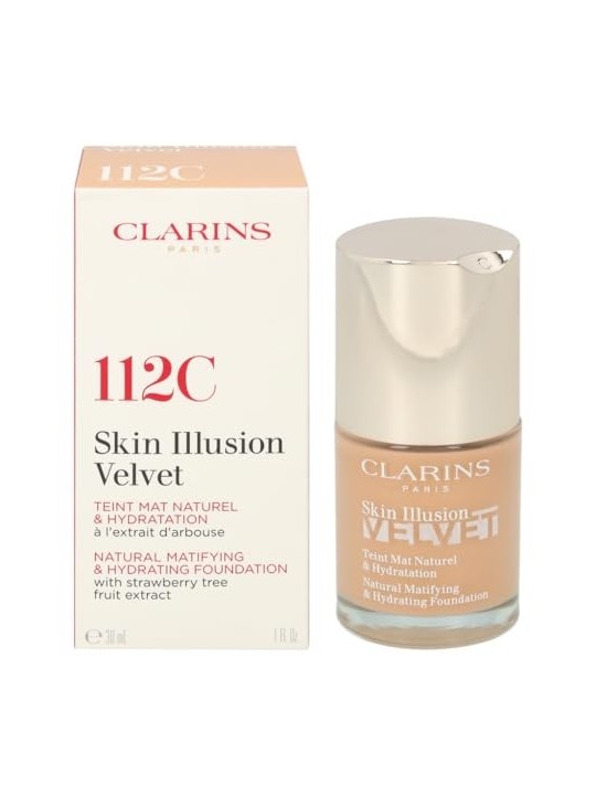 Clarins Skin Illusion Velvet Naturale Fondotinta Opacizzante e Idratante 30ml - Tonalità: 112C donna Clarins www.essenzetotalsty