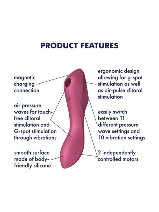 Vibratore d'aria Satisfyer Curvy Trinity 3, rosso. Massimo piacere