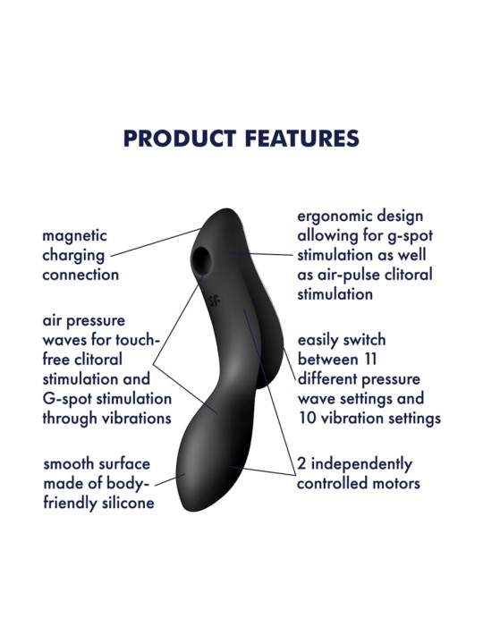 SATISFYER Curvy Trinity 2 Vibratore di Aria Nero Nero 1unit Donna