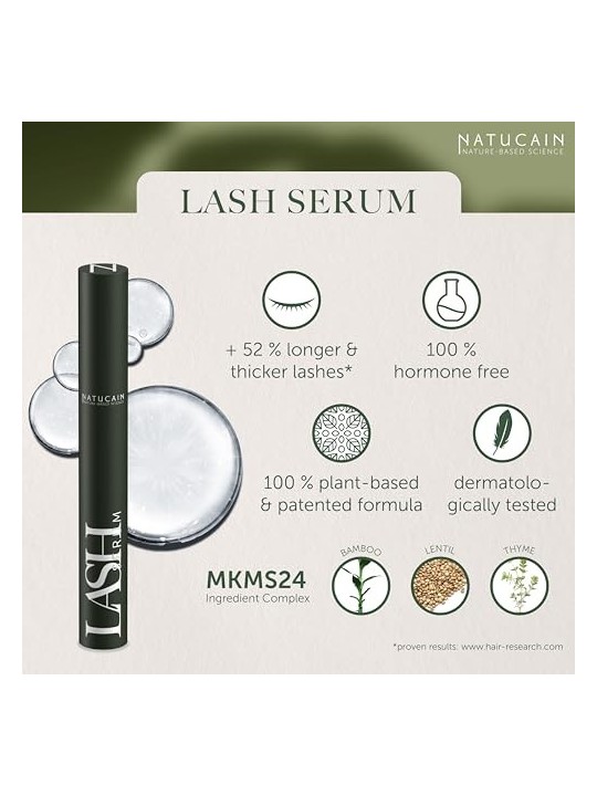 Natucain Lash Serum Siero attivo per la crescita delle ciglia donna 4ml