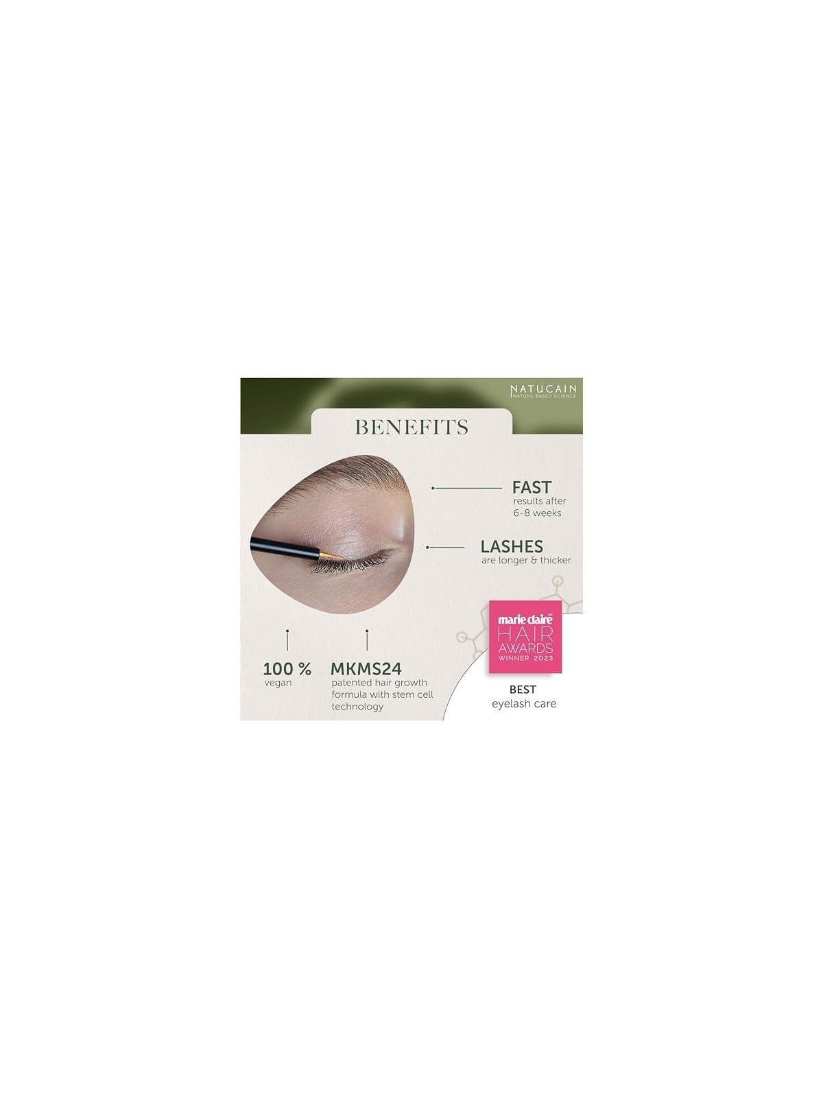 Natucain Lash Serum Siero attivo per la crescita delle ciglia donna 4ml