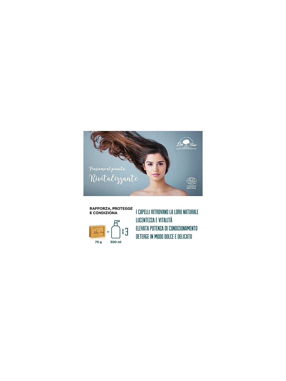 DR TREE SHAMPOO SOLIDO rivitalizzante 2 in 1 75 gr unisex