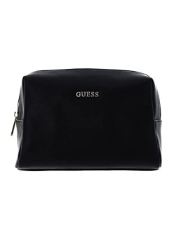 Guess Saffiano Borsa da Toilette in Pelle Sintetica Vaniglia Nera