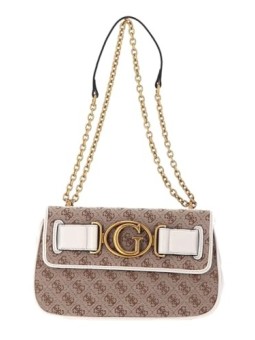 Guess Aviana Borsa a Tracolla in Pelle Sintetica Beige Bianca 25 x 15 x 65 Donna