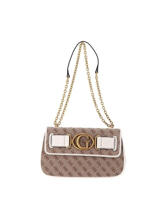 Guess Aviana Borsa a Tracolla in Pelle Sintetica Beige Bianca 25 x 15 x 65 Donna