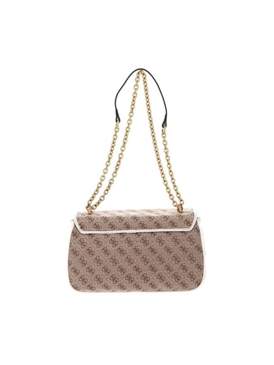 Guess Aviana Borsa a Tracolla in Pelle Sintetica Beige Bianca 25 x 15 x 65 Donna