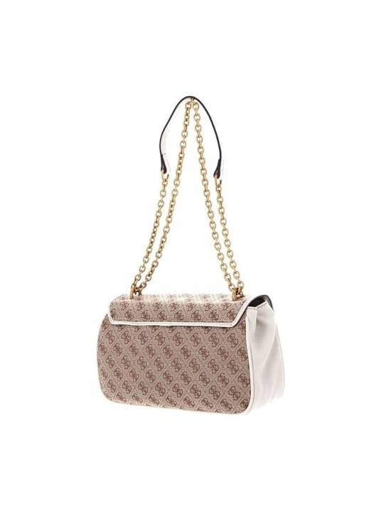 Guess Aviana Borsa a Tracolla in Pelle Sintetica Beige Bianca 25 x 15 x 65 Donna
