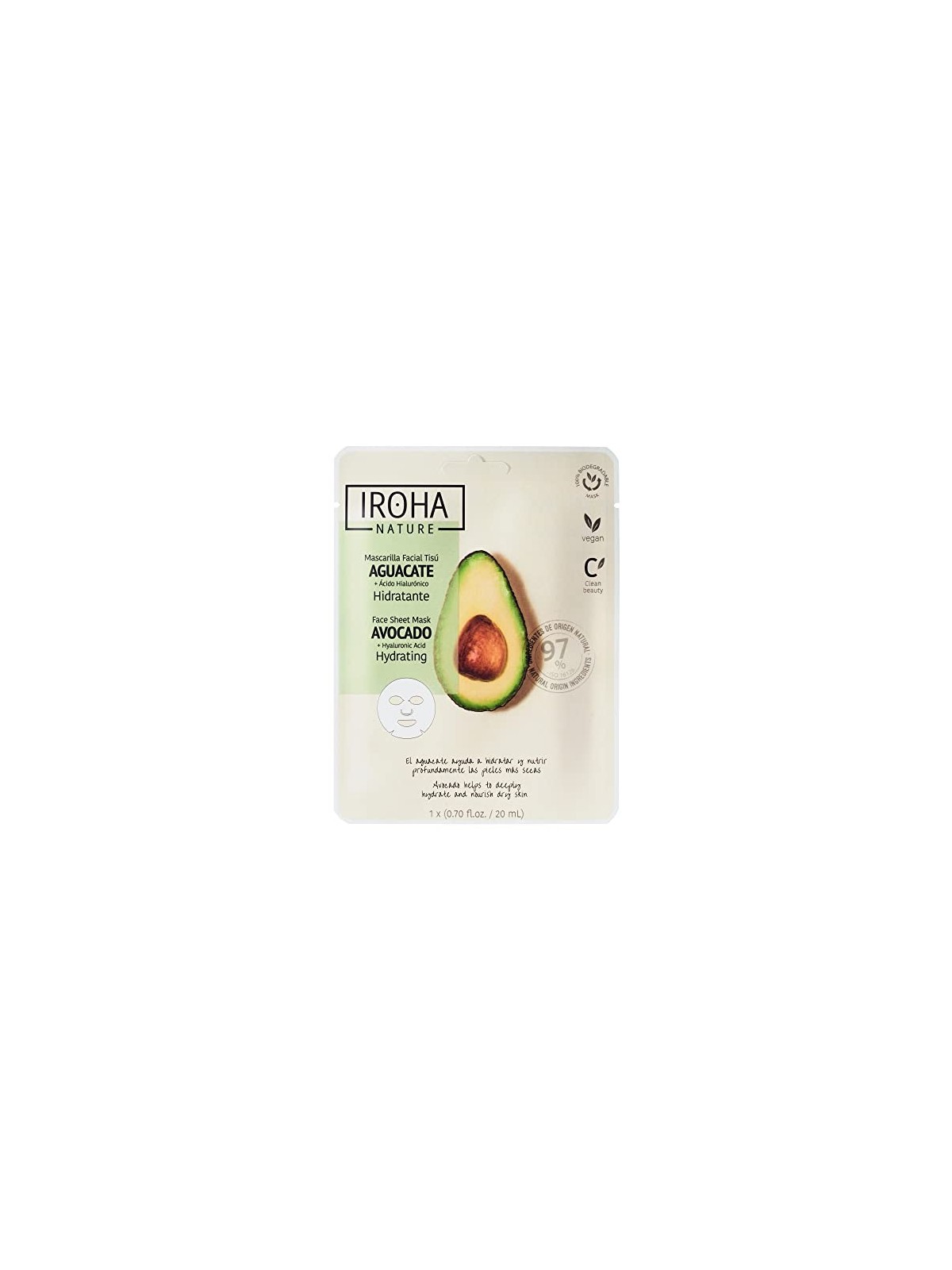 Iroha NATURE MASK avocado acido ialuronico 1 unit donna