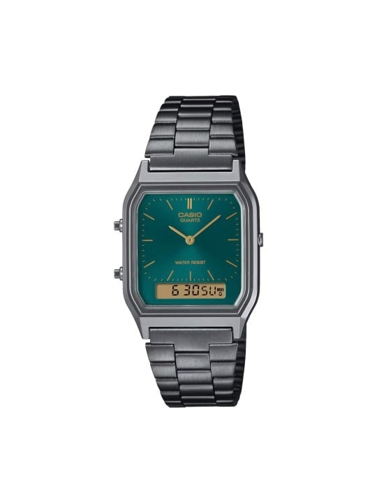 CASIO VINTAGE Edgy Gun Metal - Emerald Green