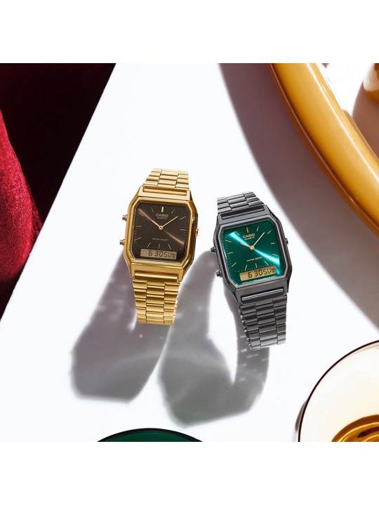 CASIO VINTAGE Edgy Gun Metal - Emerald Green