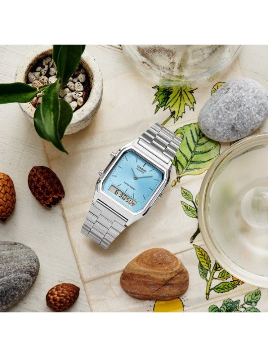 CASIO VINTAGE Edgy Light Blue Sunray Dial