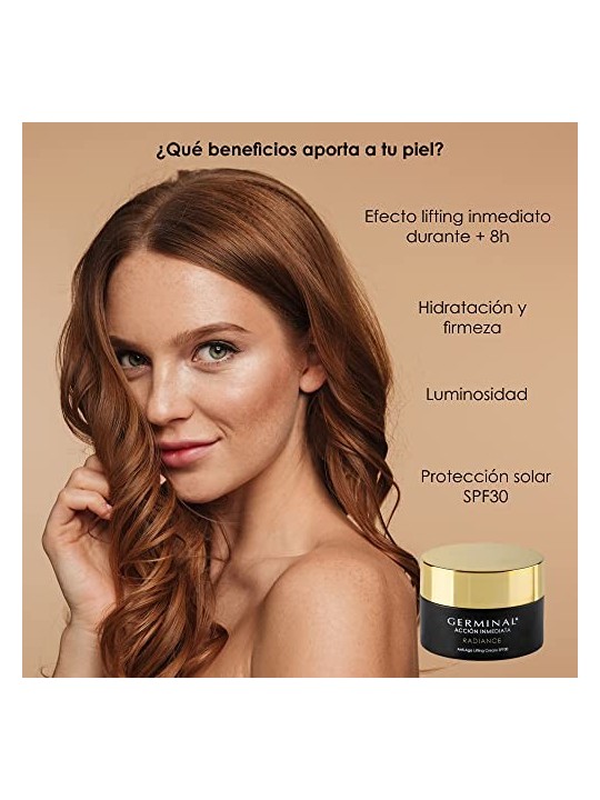 Radiant skin with Germinal IMMEDIATE ACTION RADIANCE: anti-aging lifting cream SPF30 50ml woman