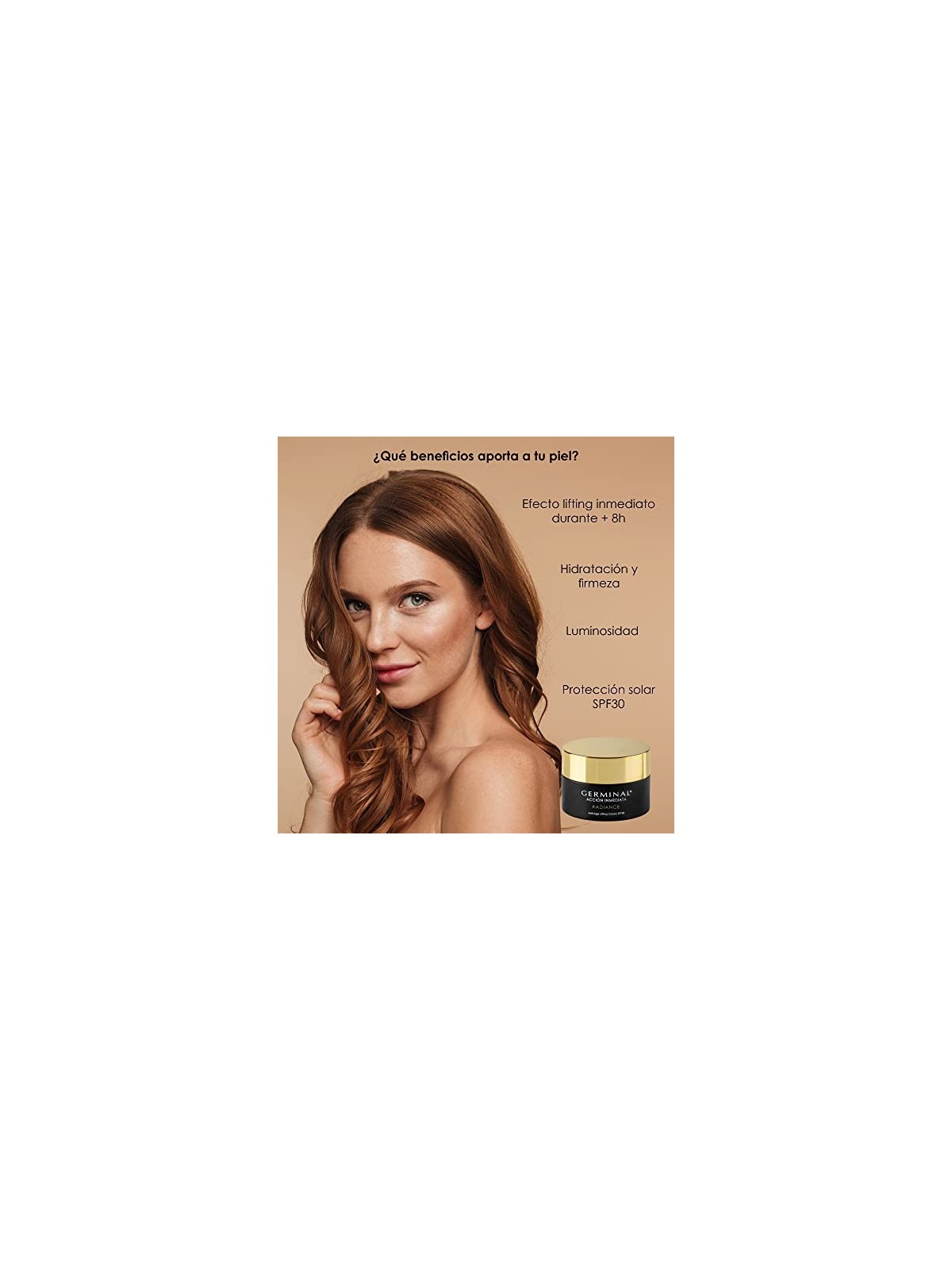 Radiant skin with Germinal IMMEDIATE ACTION RADIANCE: anti-aging lifting cream SPF30 50ml woman