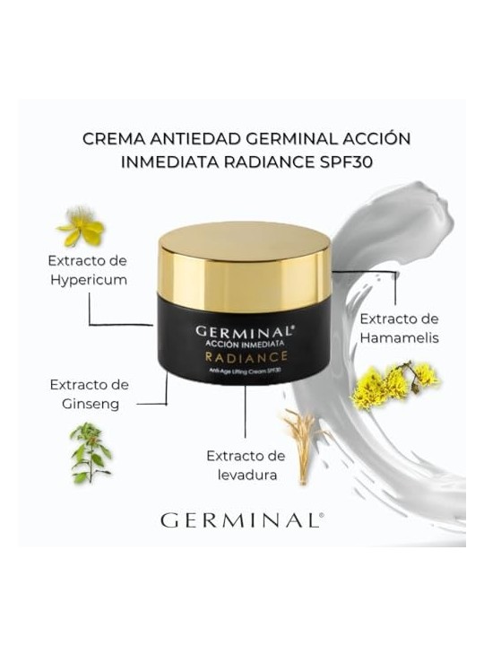 Radiant skin with Germinal IMMEDIATE ACTION RADIANCE: anti-aging lifting cream SPF30 50ml woman
