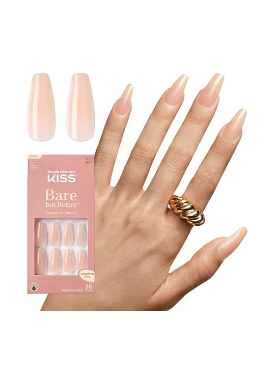 Kiss My Face Bare but Better Nails Nude Drama 28 pezzi donna