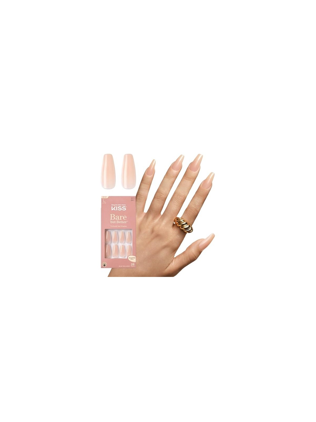 Kiss My Face Bare but Better Nails Nude Drama 28 pezzi donna
